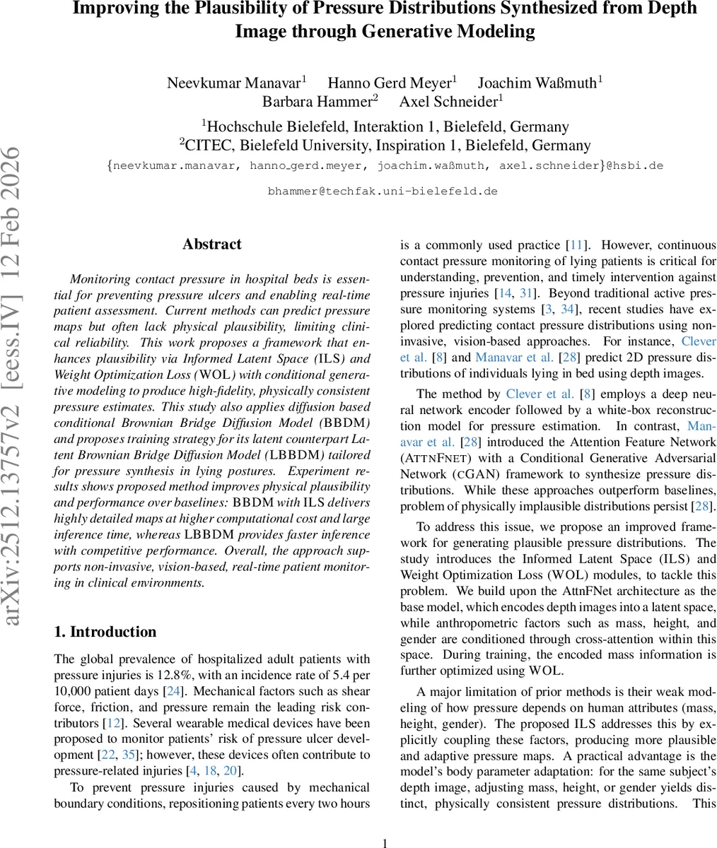 Improving the Plausibility of Pressure Distributions Synthesized from Depth Image through Generative Modeling