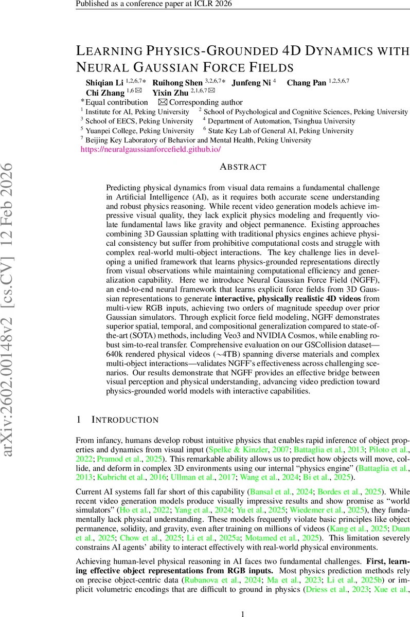 Learning Physics-Grounded 4D Dynamics with Neural Gaussian Force Fields