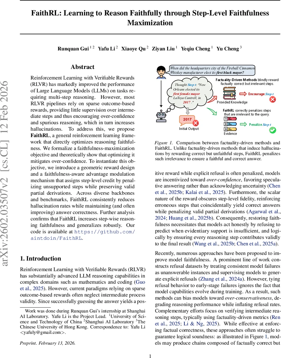FaithRL: Learning to Reason Faithfully through Step-Level Faithfulness Maximization