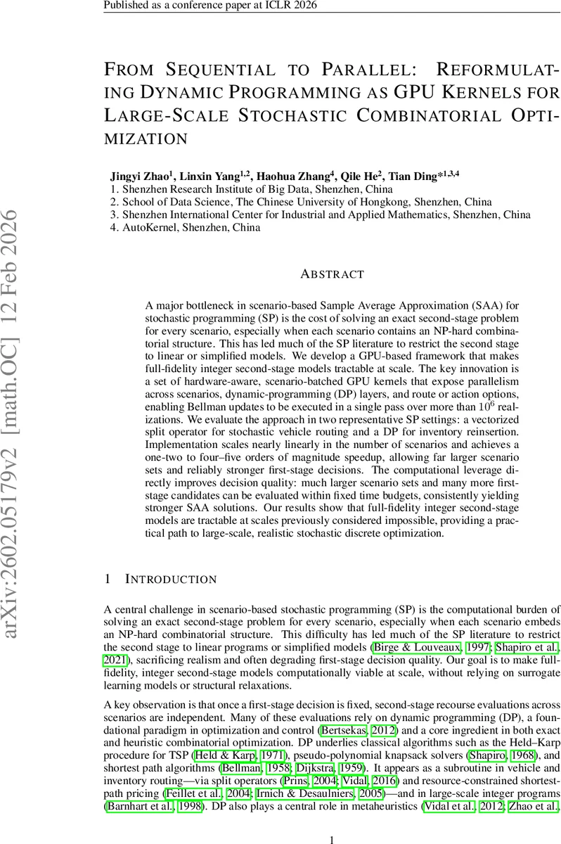 From Sequential to Parallel: Reformulating Dynamic Programming as GPU Kernels for Large-Scale Stochastic Combinatorial Optimization
