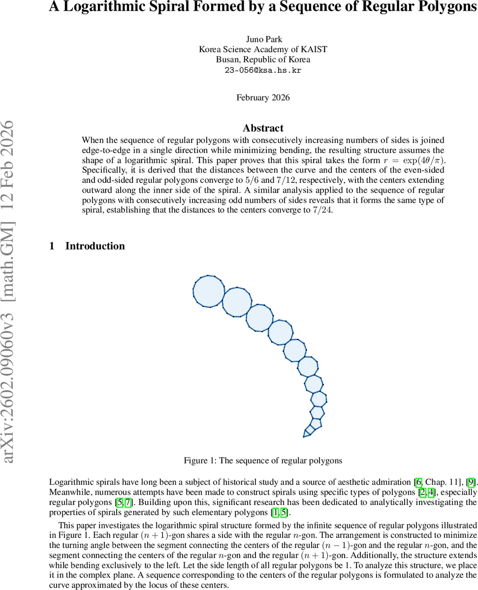 A Logarithmic Spiral Formed by a Sequence of Regular Polygons