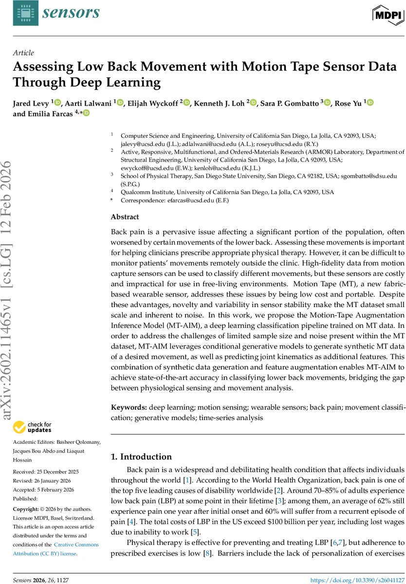 Assessing Low Back Movement with Motion Tape Sensor Data Through Deep Learning