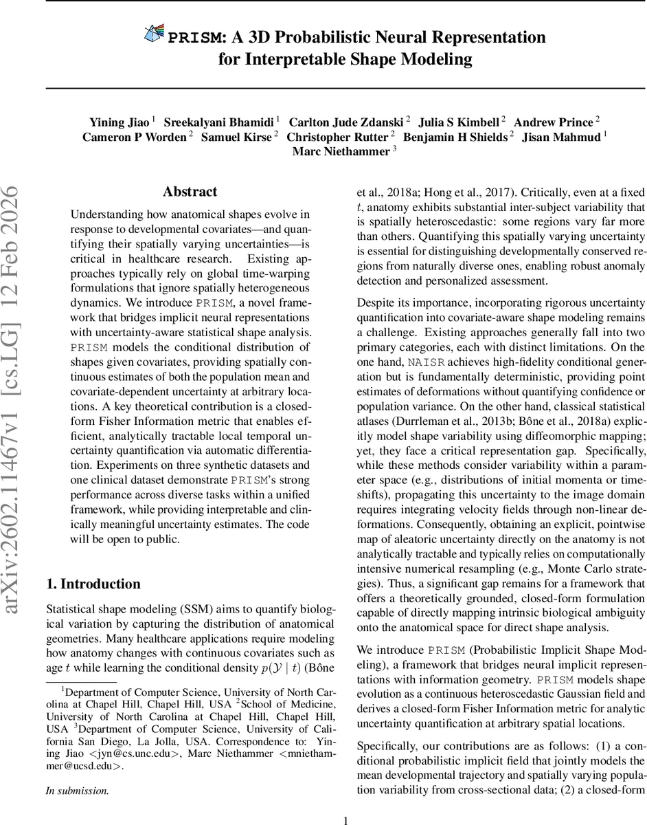 PRISM: A 3D Probabilistic Neural Representation for Interpretable Shape Modeling
