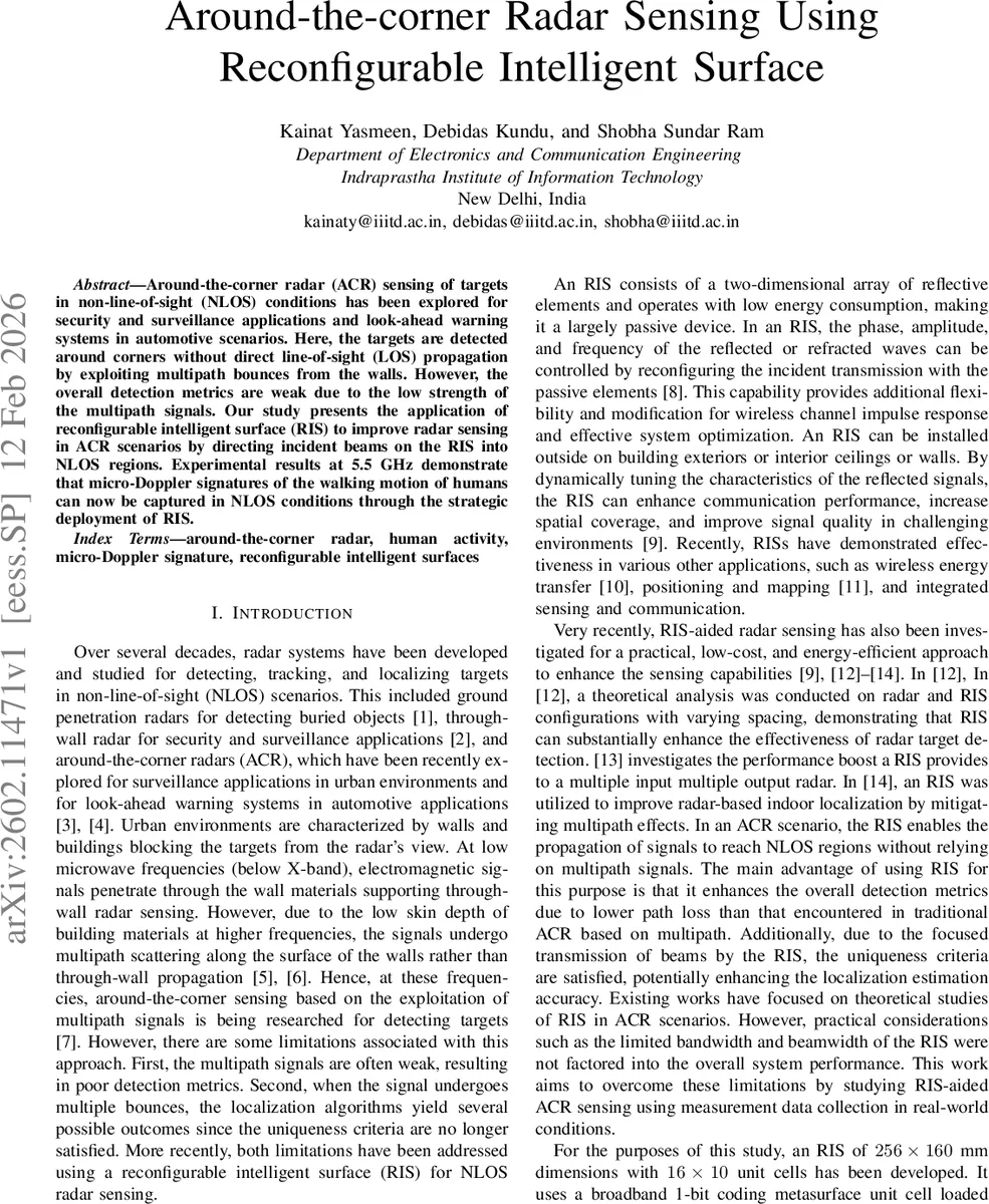 Around-the-corner Radar Sensing Using Reconfigurable Intelligent Surface