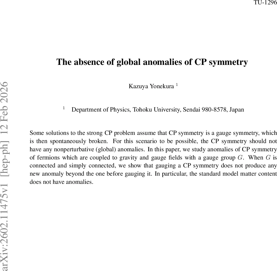 The absence of global anomalies of CP symmetry