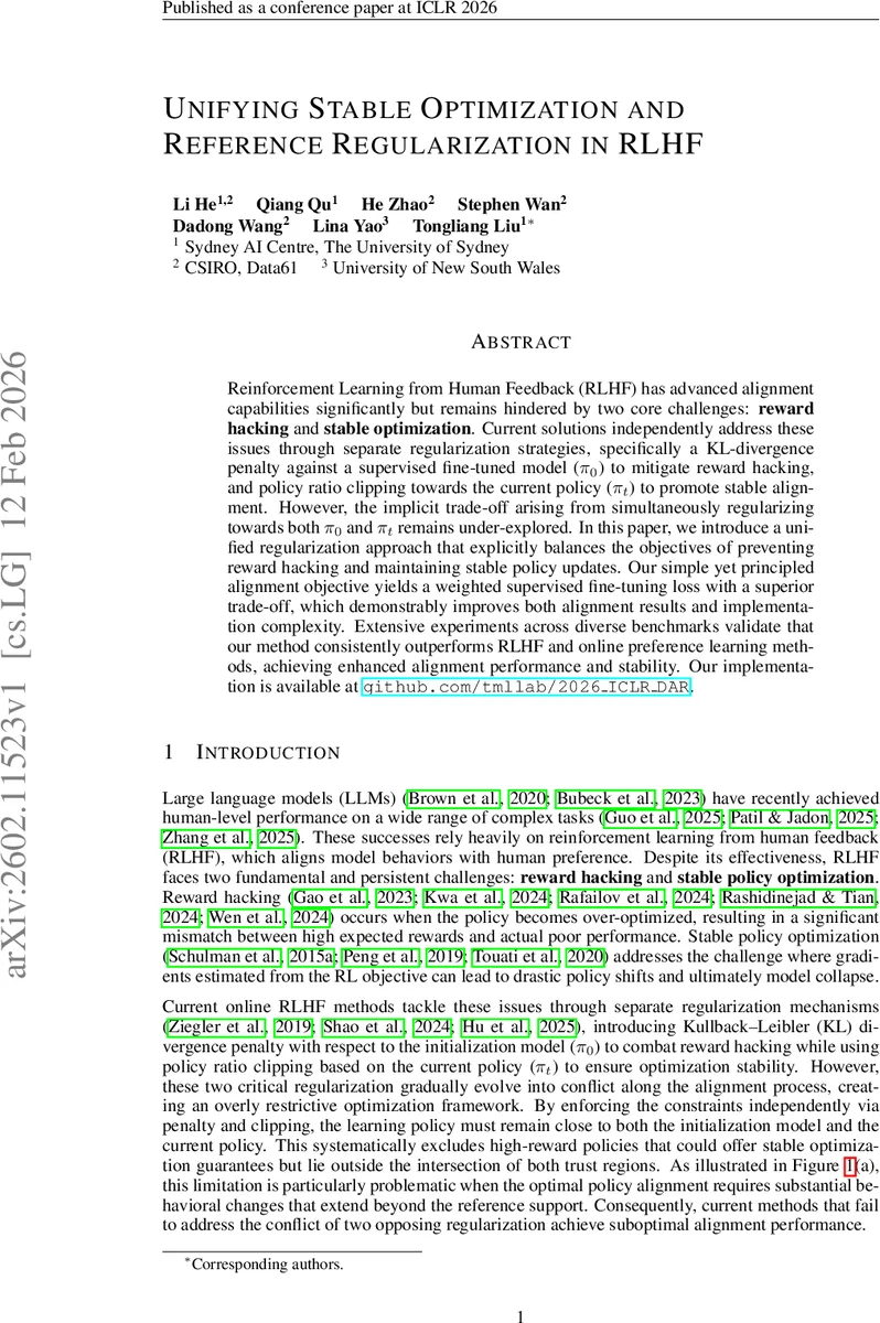 Unifying Stable Optimization and Reference Regularization in RLHF