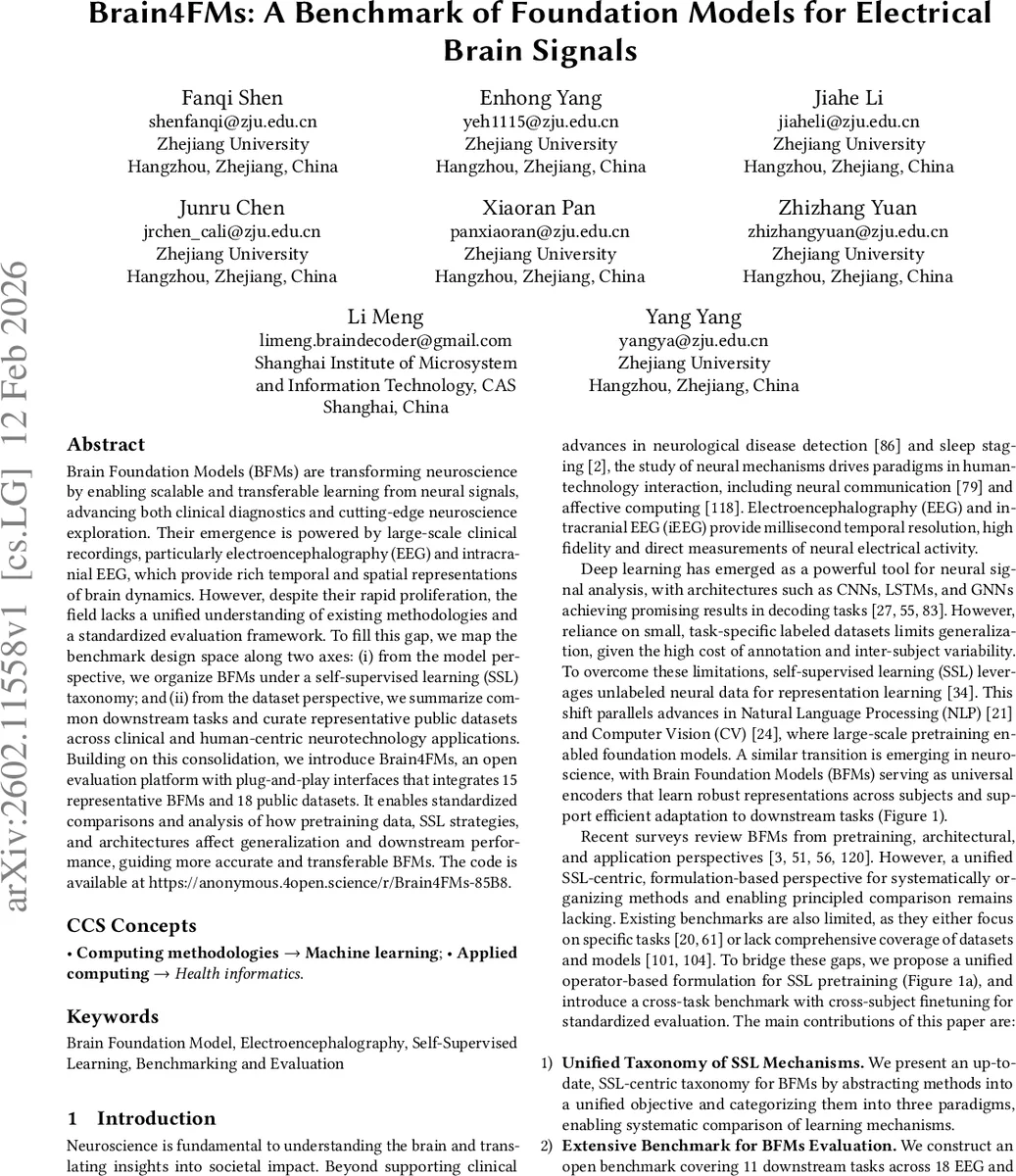 Brain4FMs: A Benchmark of Foundation Models for Electrical Brain Signal