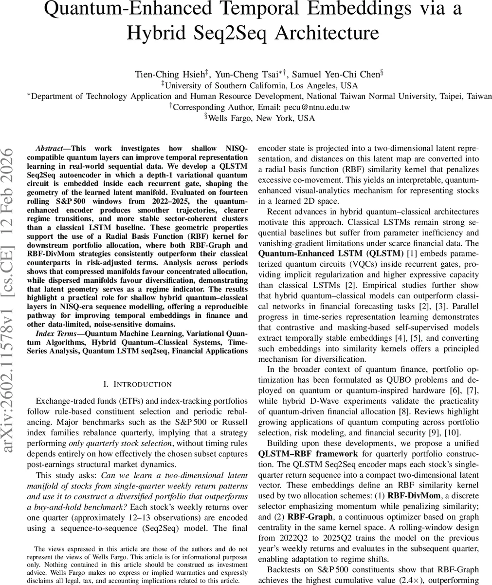 Quantum-Enhanced Temporal Embeddings via a Hybrid Seq2Seq Architecture