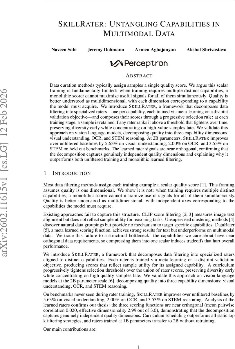 SkillRater: Untangling Capabilities in Multimodal Data