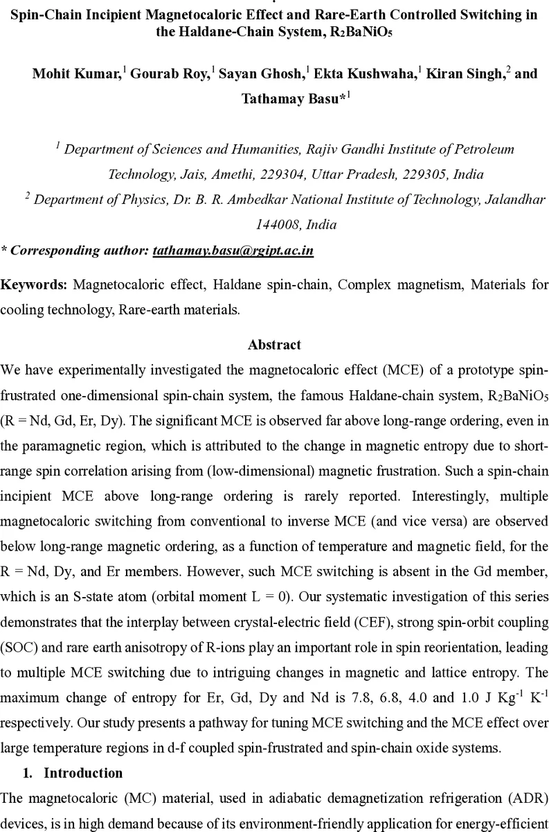 Spin-Chain Incipient Magnetocaloric Effect and Rare-Earth Controlled Switching in the Haldane-Chain System, R2BaNiO5