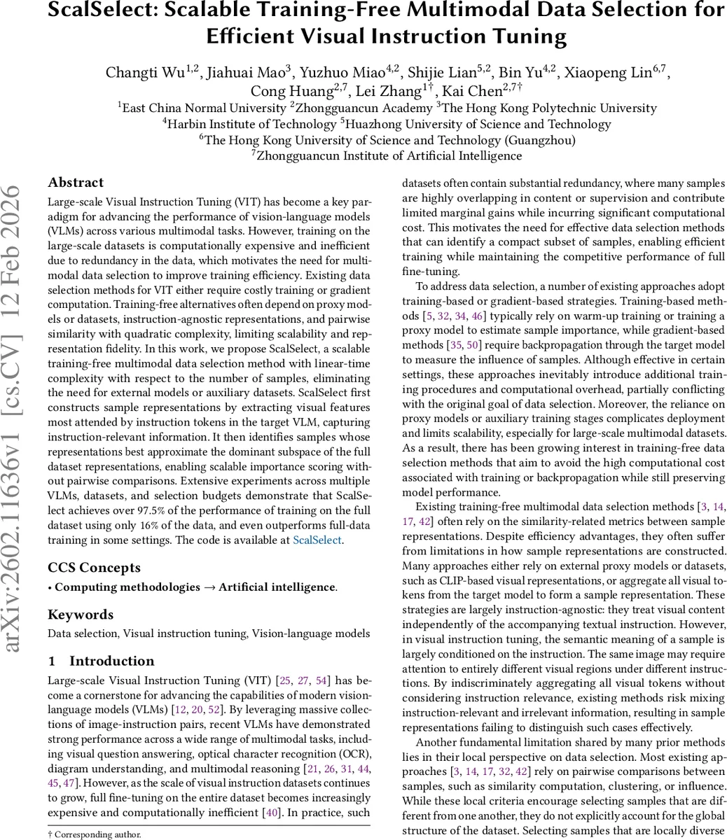 ScalSelect: Scalable Training-Free Multimodal Data Selection for Efficient Visual Instruction Tuning