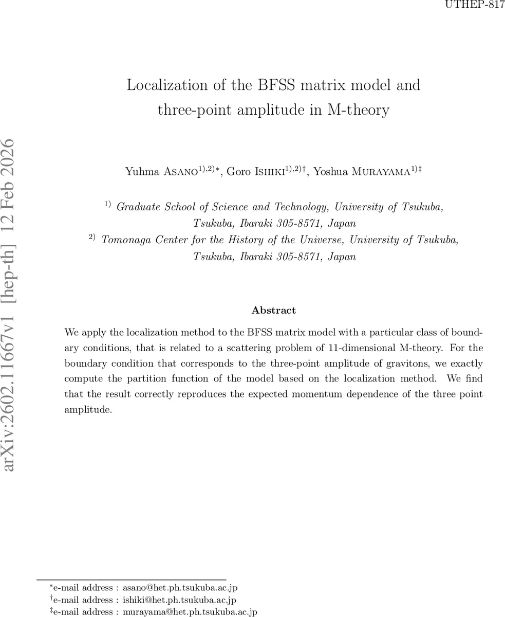 Localization of the BFSS matrix model and three-point amplitude in M-theory