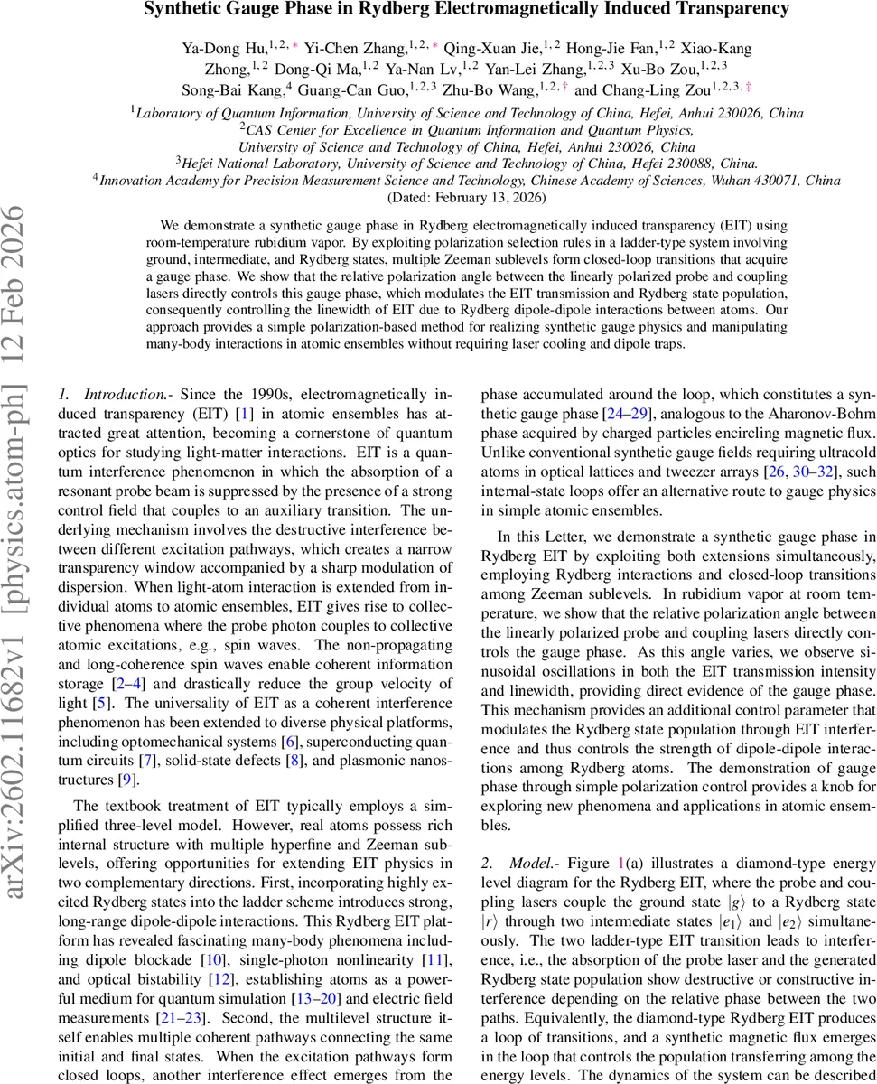 Synthetic Gauge Phase in Rydberg Electromagnetically Induced Transparency