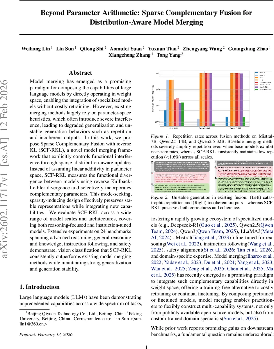 Beyond Parameter Arithmetic: Sparse Complementary Fusion for Distribution-Aware Model Merging