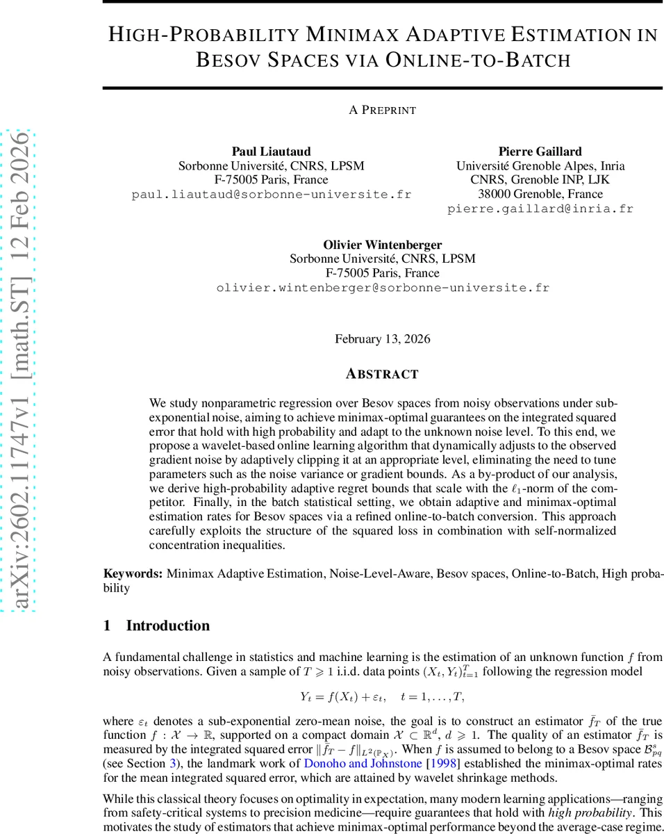 High-Probability Minimax Adaptive Estimation in Besov Spaces via Online-to-Batch