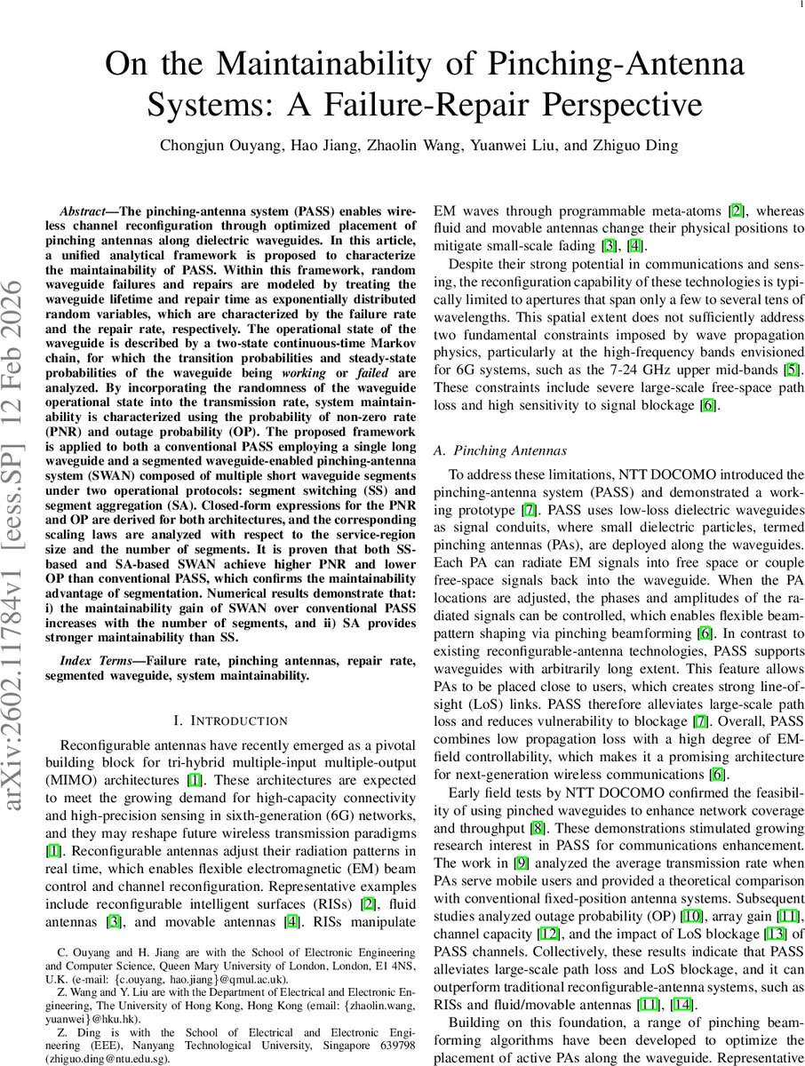 On the Maintainability of Pinching-Antenna Systems: A Failure-Repair Perspective