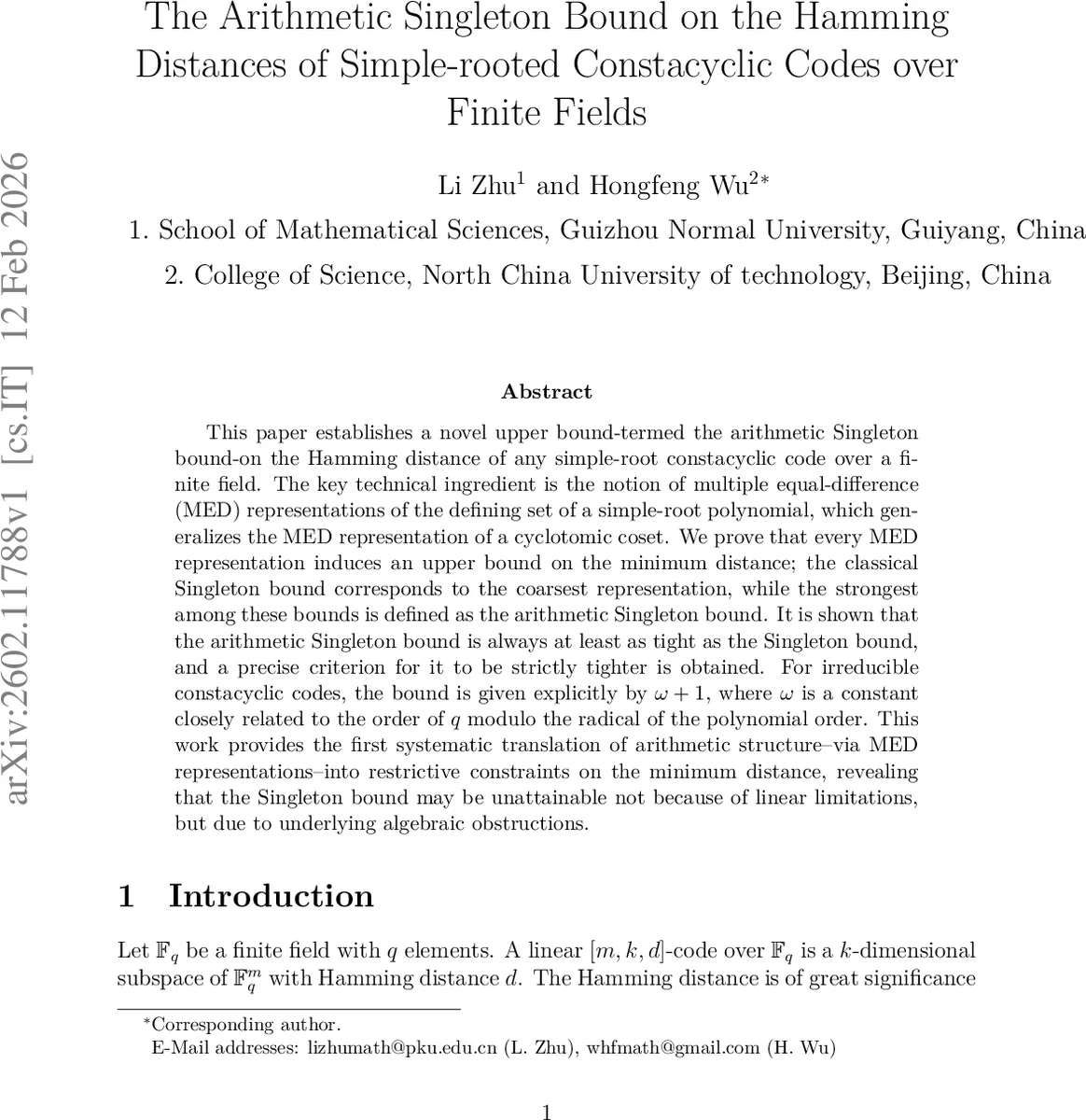 The Arithmetic Singleton Bound on the Hamming Distances of Simple-rooted Constacyclic Codes over Finite Fields