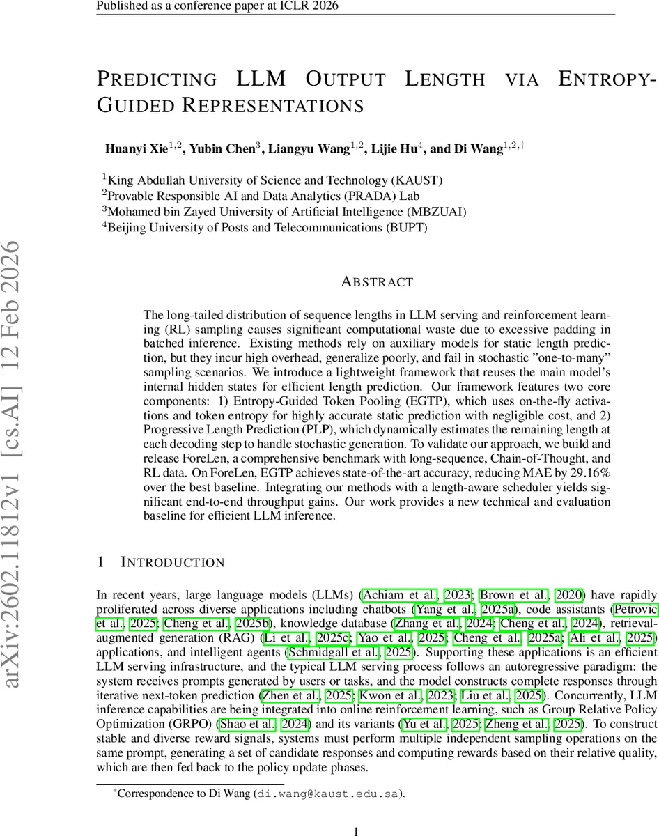 Predicting LLM Output Length via Entropy-Guided Representations