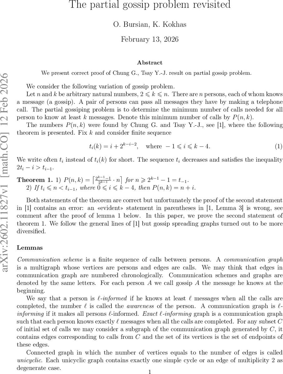 The partial gossip problem revisited