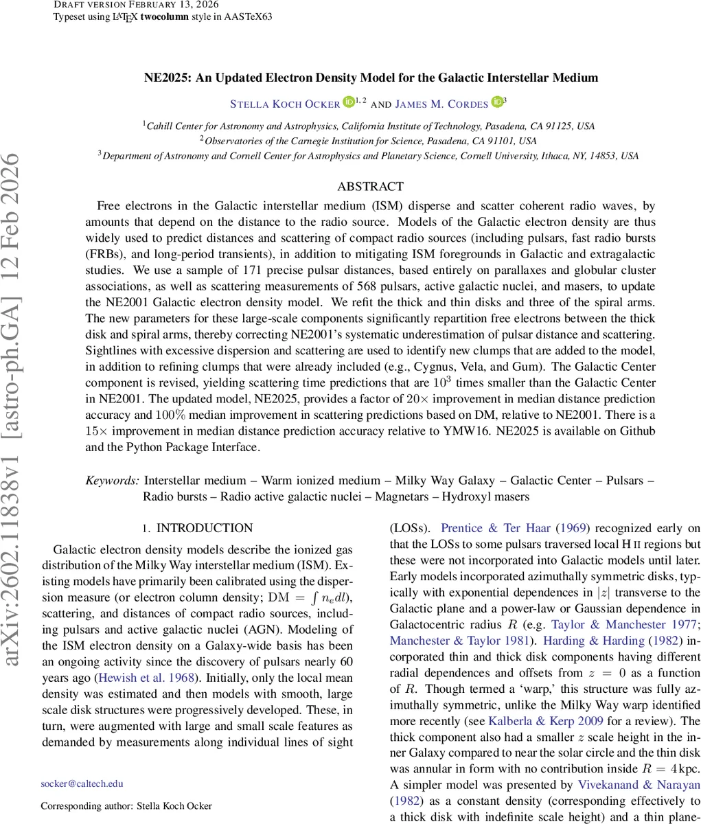NE2025: An Updated Electron Density Model for the Galactic Interstellar Medium