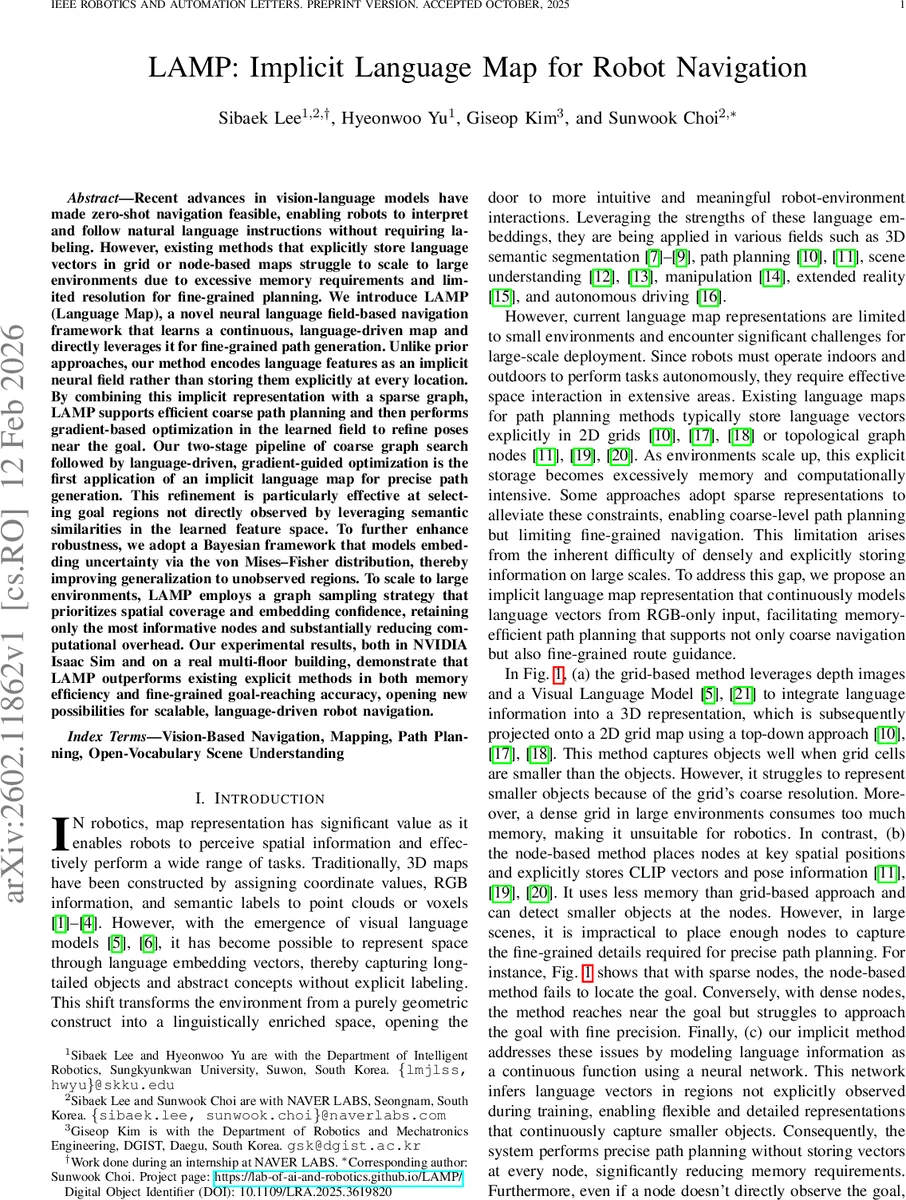 LAMP: Implicit Language Map for Robot Navigation