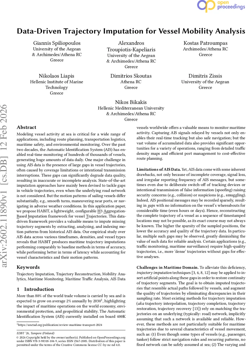 Data-Driven Trajectory Imputation for Vessel Mobility Analysis