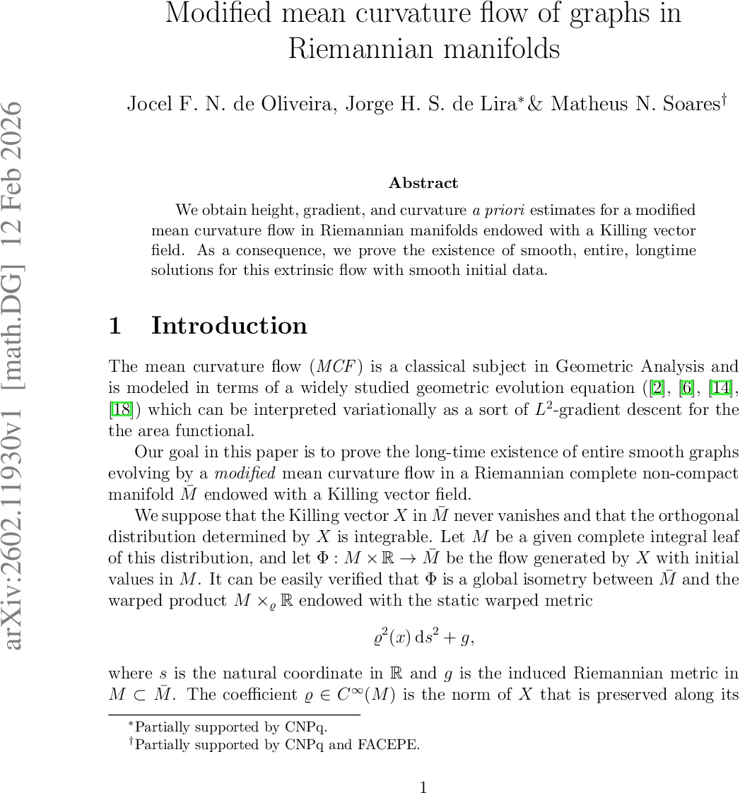 Modified mean curvature flow of graphs in Riemannian manifolds