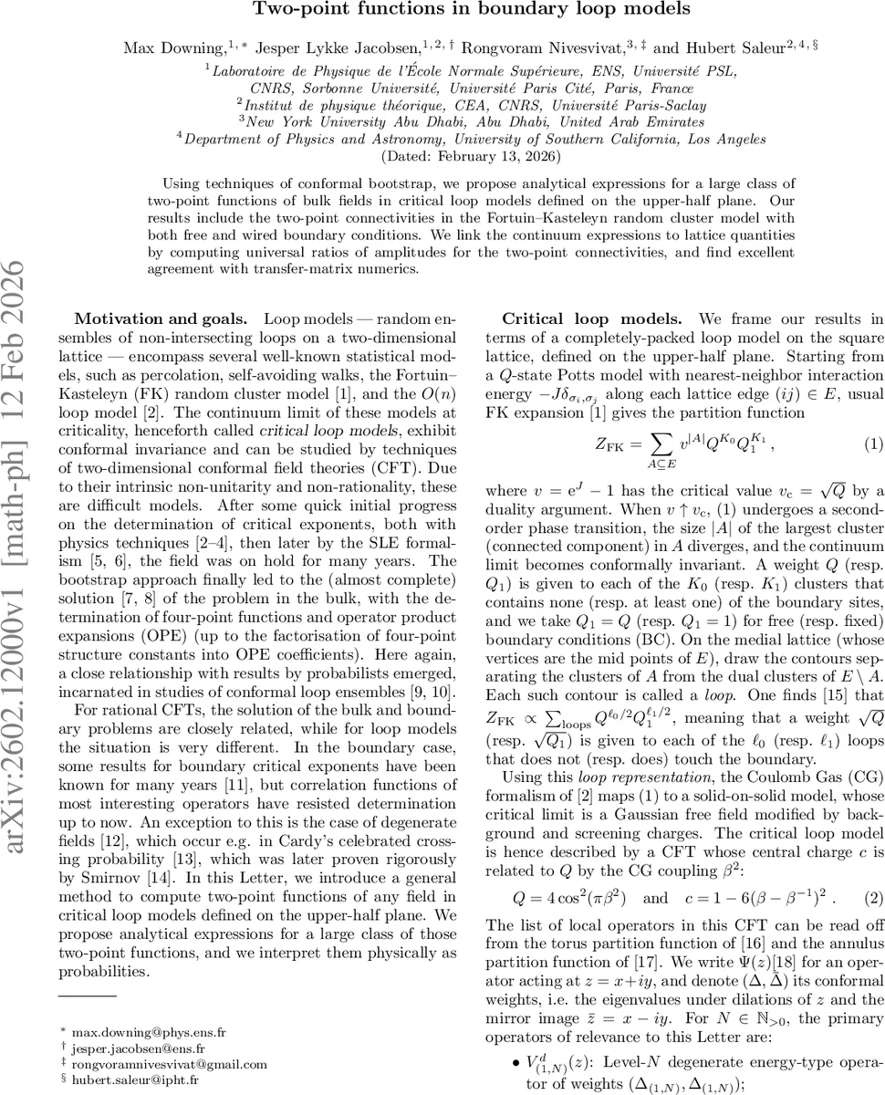 Two-point functions in boundary loop models