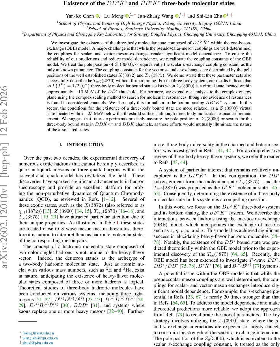 Existence of the $DD^*ar{K}^*$ and $BB^*K^*$ three-body molecular states