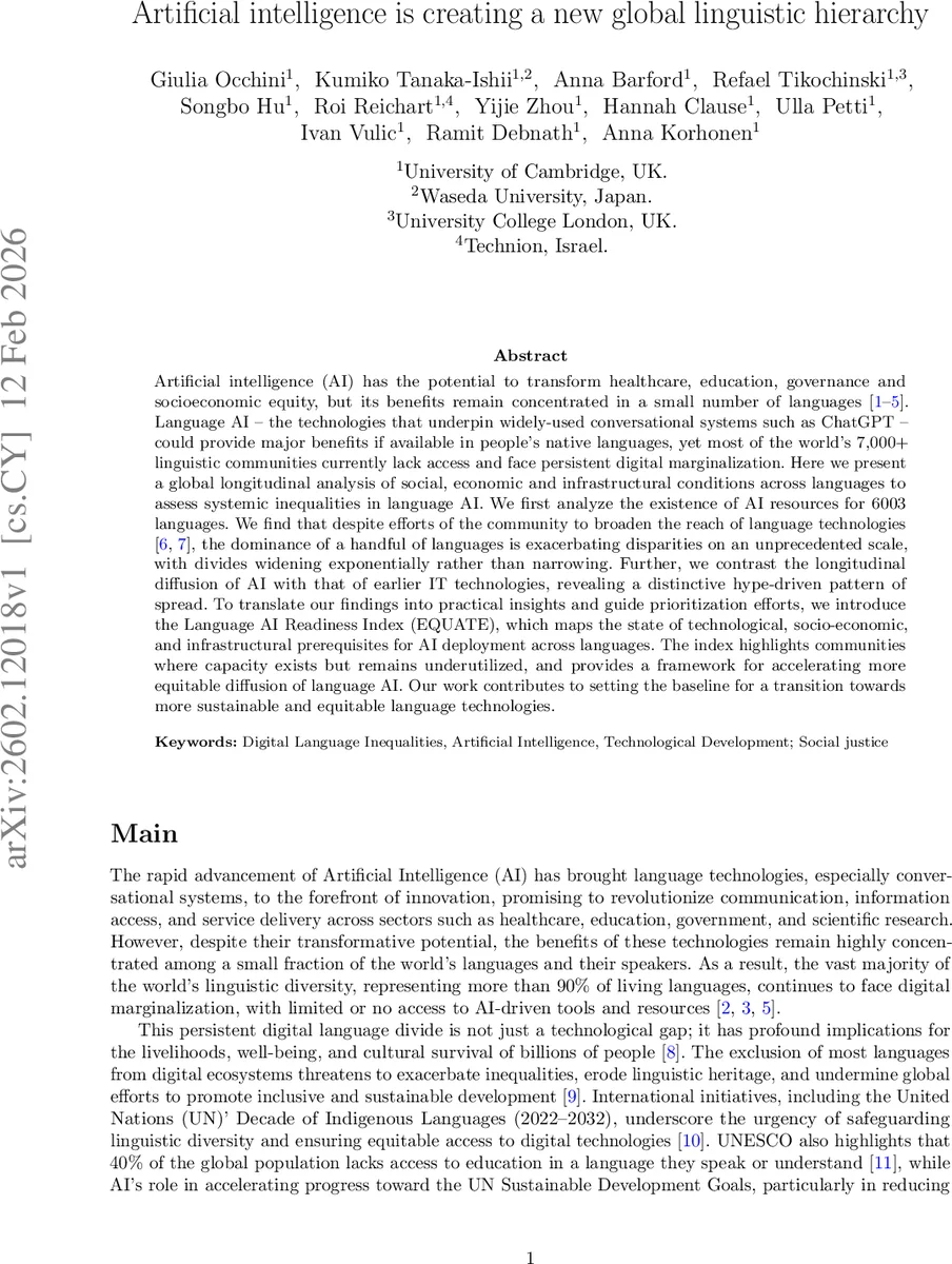 Artificial intelligence is creating a new global linguistic hierarchy