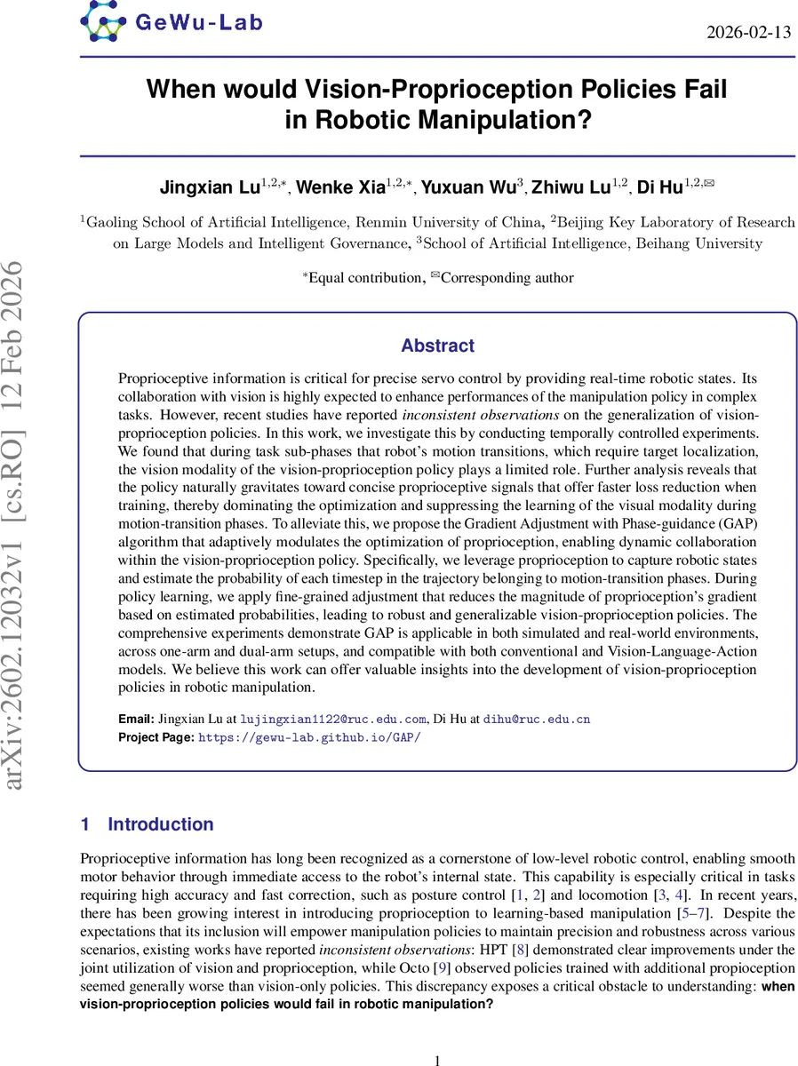 When would Vision-Proprioception Policies Fail in Robotic Manipulation?