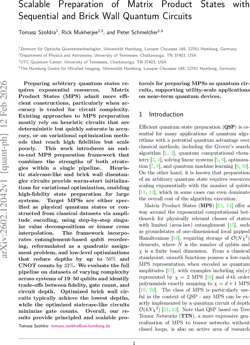 Scalable Preparation of Matrix Product States with Sequential and Brick Wall Quantum Circuits