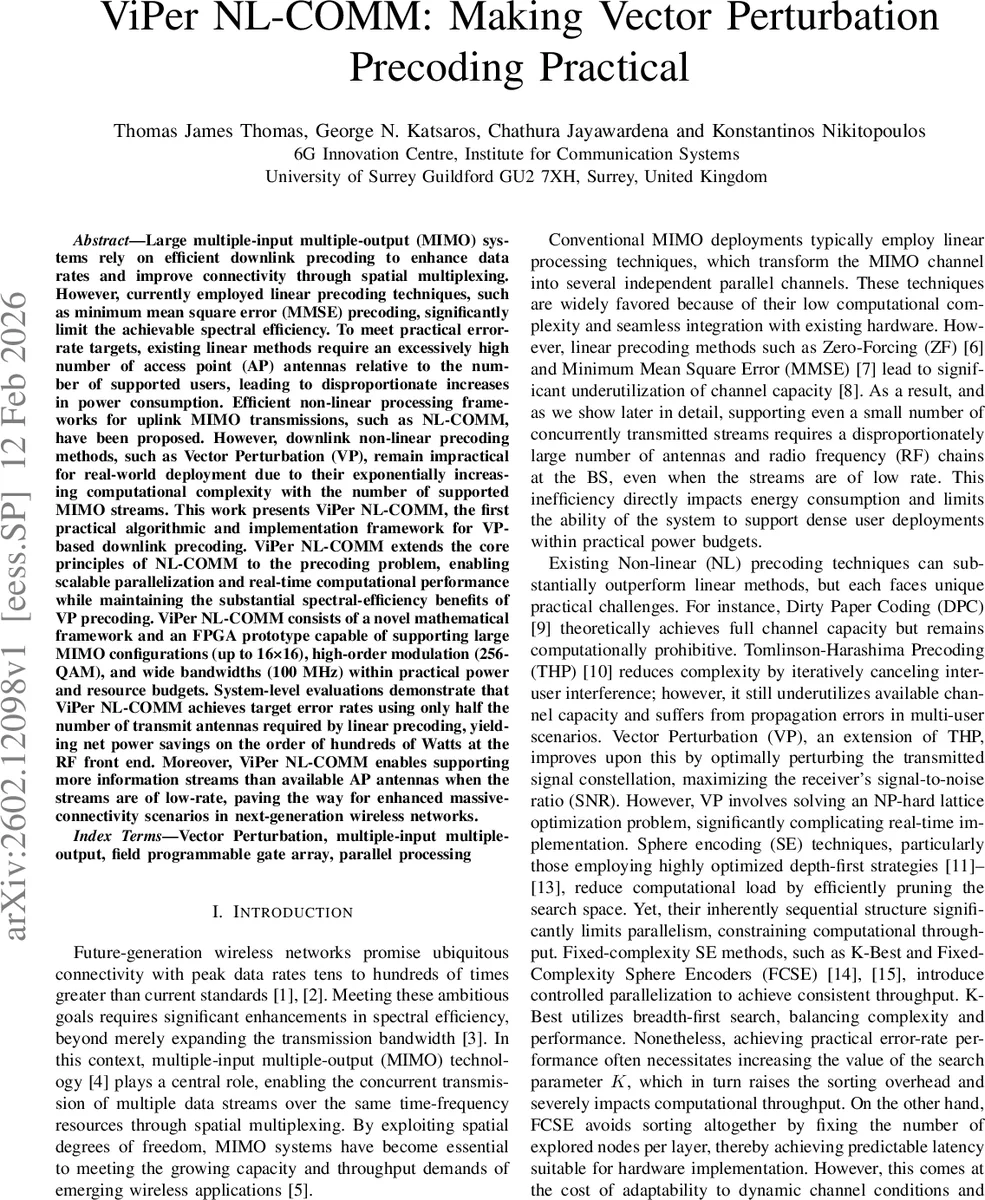 ViPer NL-COMM: Making Vector Perturbation Precoding Practical