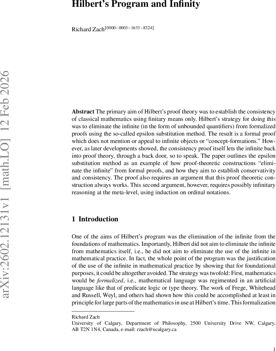 Hilbert's Program and Infinity