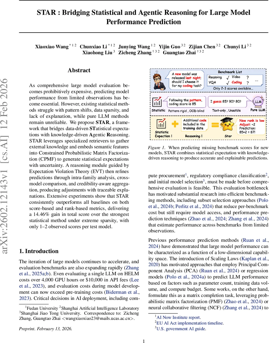 STAR : Bridging Statistical and Agentic Reasoning for Large Model Performance Prediction