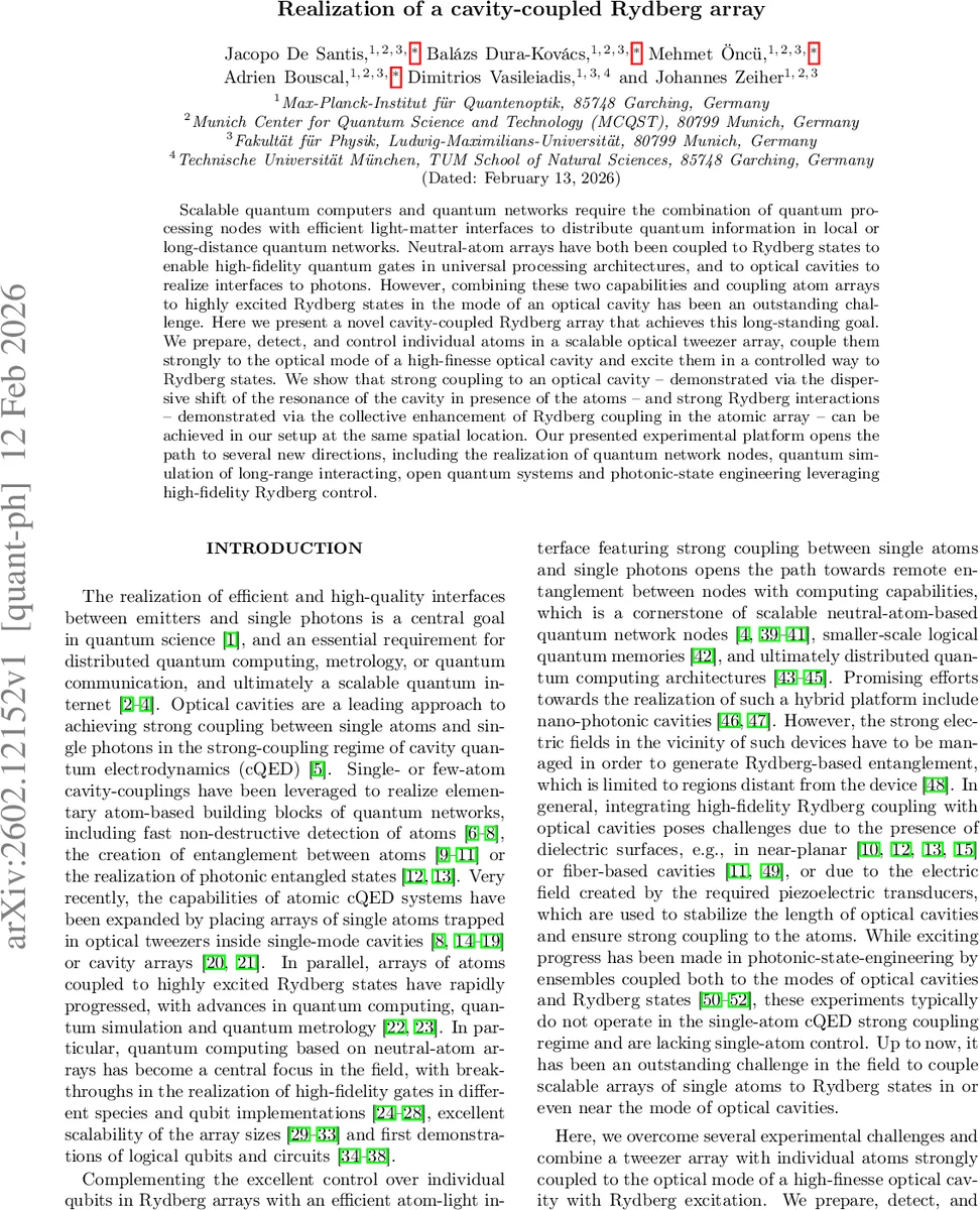 Realization of a cavity-coupled Rydberg array