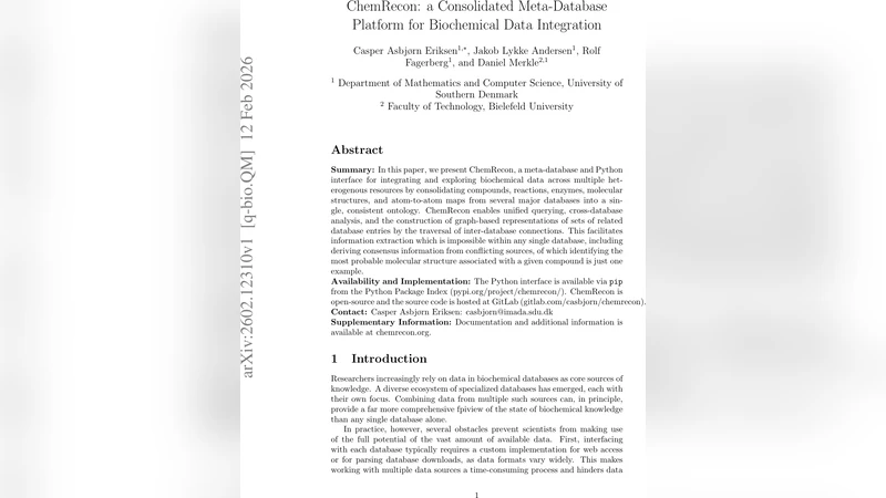 ChemRecon: a Consolidated Meta-Database Platform for Biochemical Data Integration