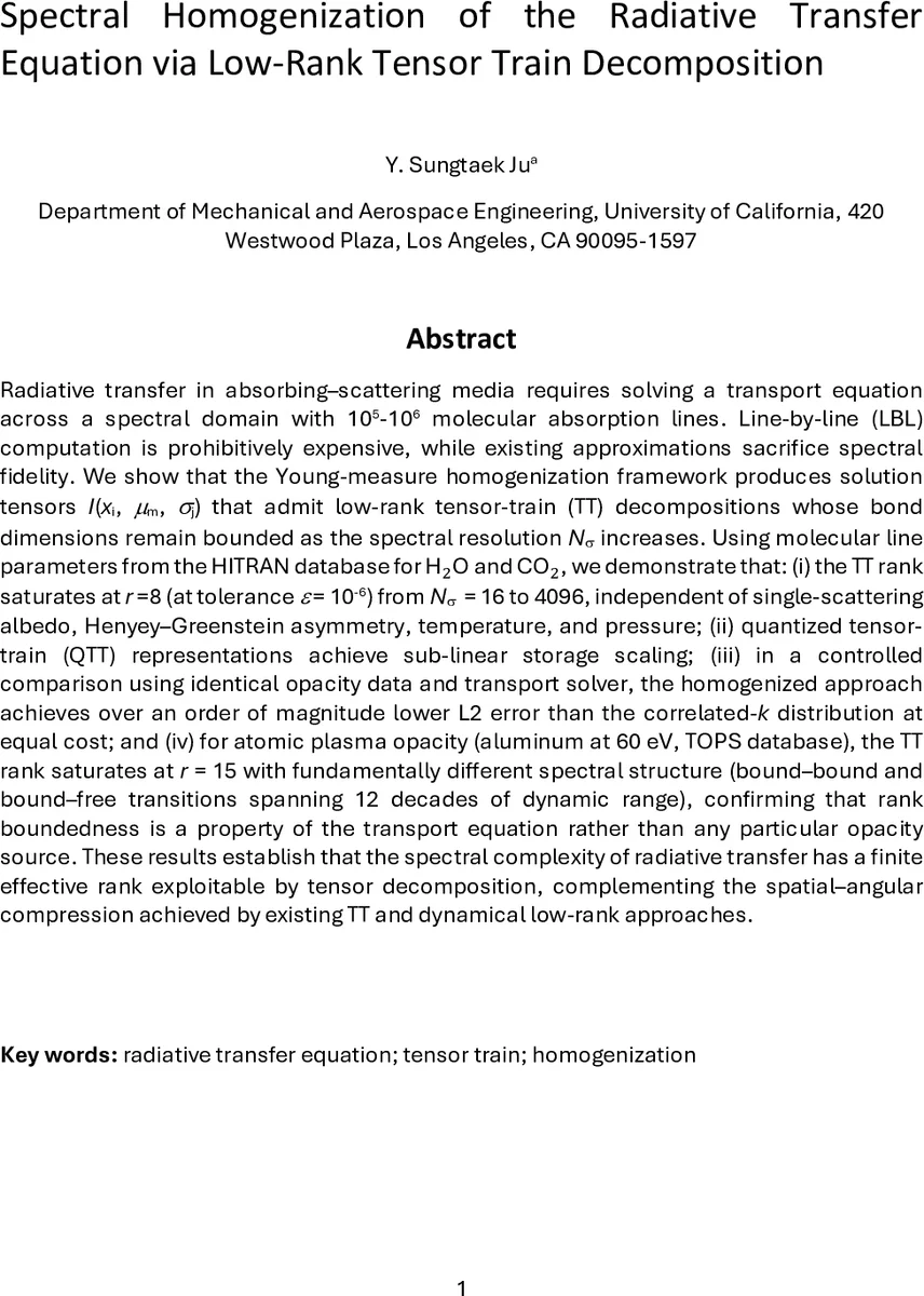 Spectral Homogenization of the Radiative Transfer Equation via Low-Rank Tensor Train Decomposition