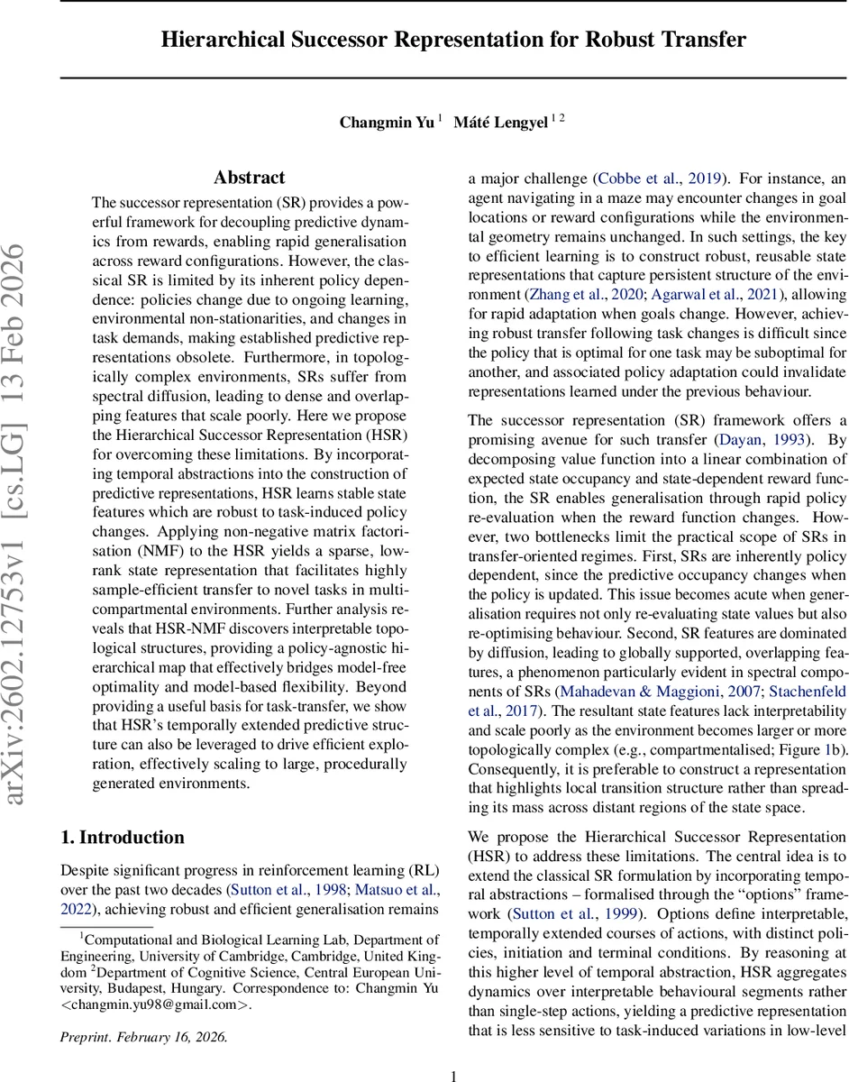 Hierarchical Successor Representation for Robust Transfer