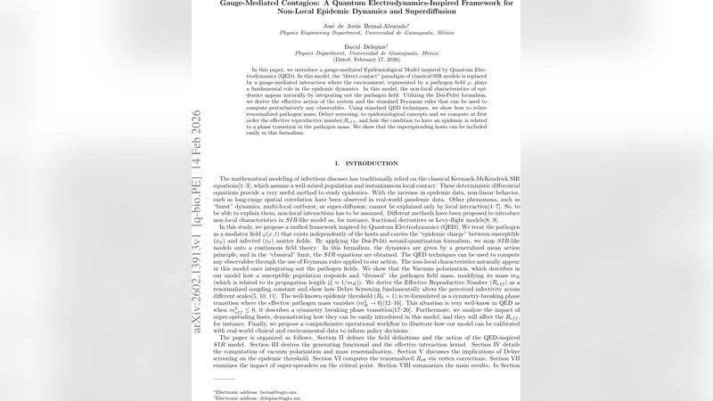 Gauge-Mediated Contagion: A Quantum Electrodynamics-Inspired Framework for Non-Local Epidemic Dynamics and Superdiffusion