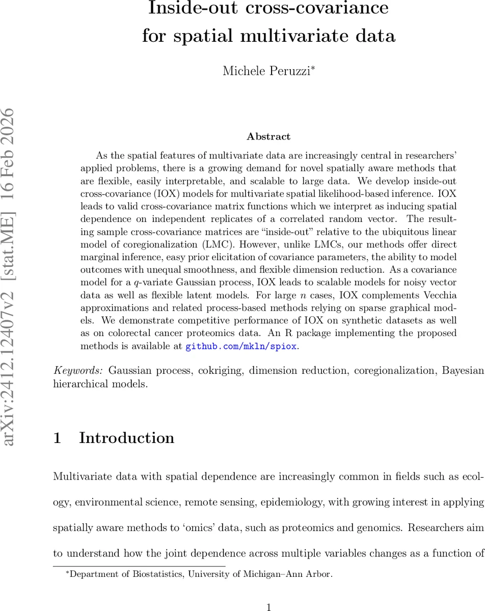 Inside-out cross-covariance for spatial multivariate data