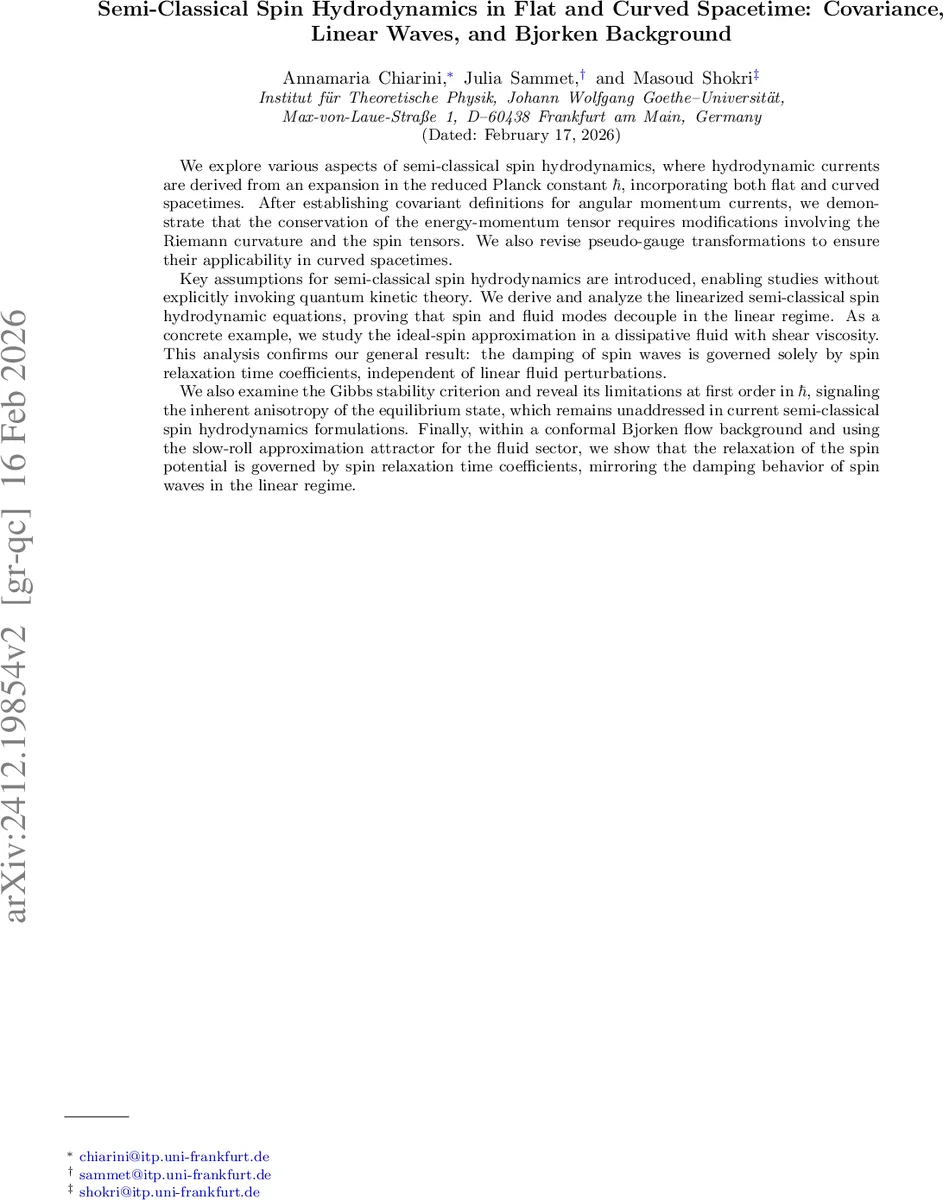 Semi-Classical Spin Hydrodynamics in Flat and Curved Spacetime: Covariance, Linear Waves, and Bjorken Background