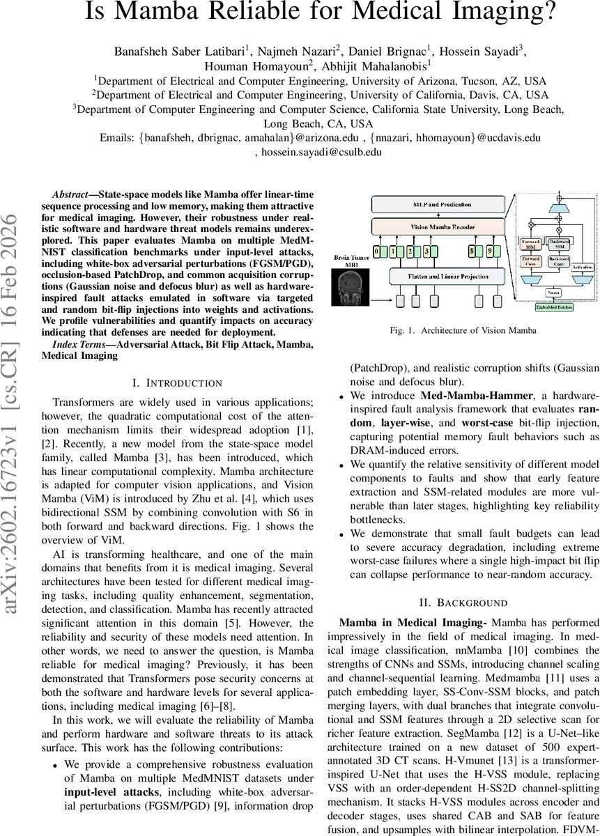 Is Mamba Reliable for Medical Imaging?