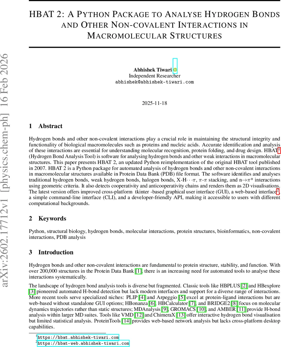 HBAT 2: A Python Package to Analyse Hydrogen Bonds and Other Non-covalent Interactions in Macromolecular Structures