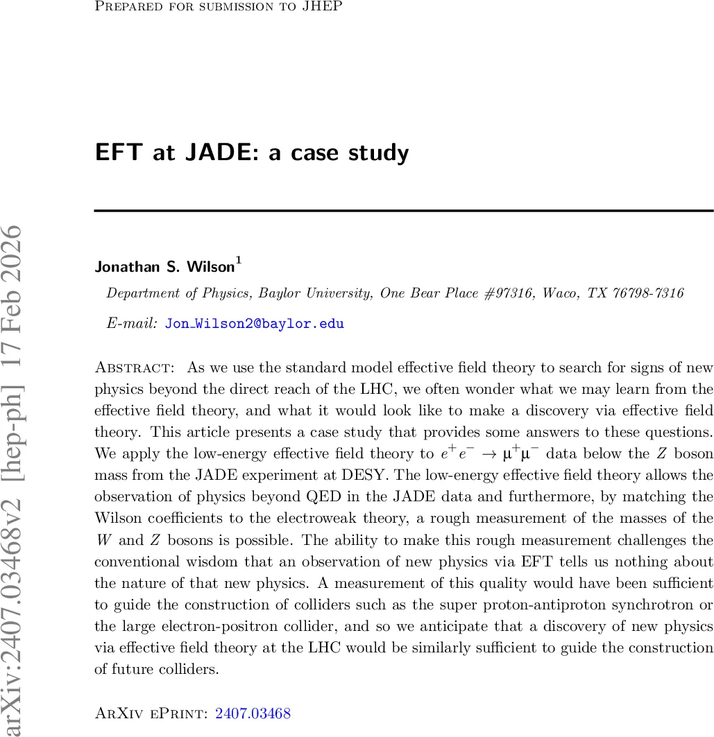 EFT at JADE: a case study