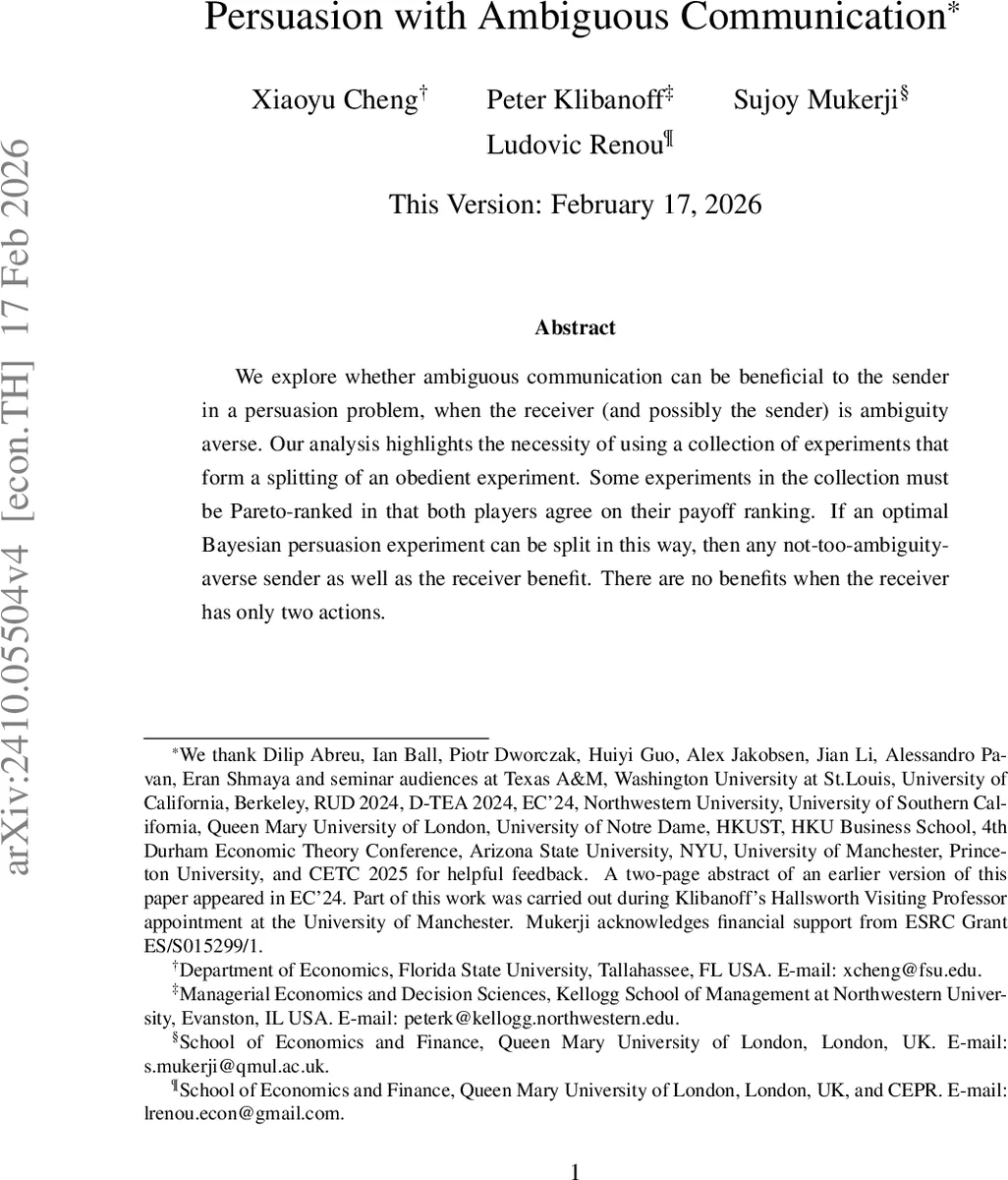 Persuasion with Ambiguous Communication