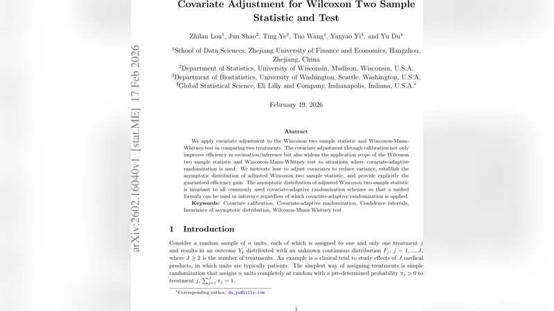 Covariate Adjustment for Wilcoxon Two Sample Statistic and Test