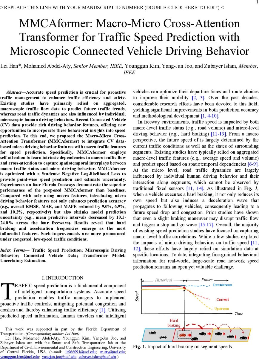 MMCAformer: Macro-Micro Cross-Attention Transformer for Traffic Speed Prediction with Microscopic Connected Vehicle Driving Behavior