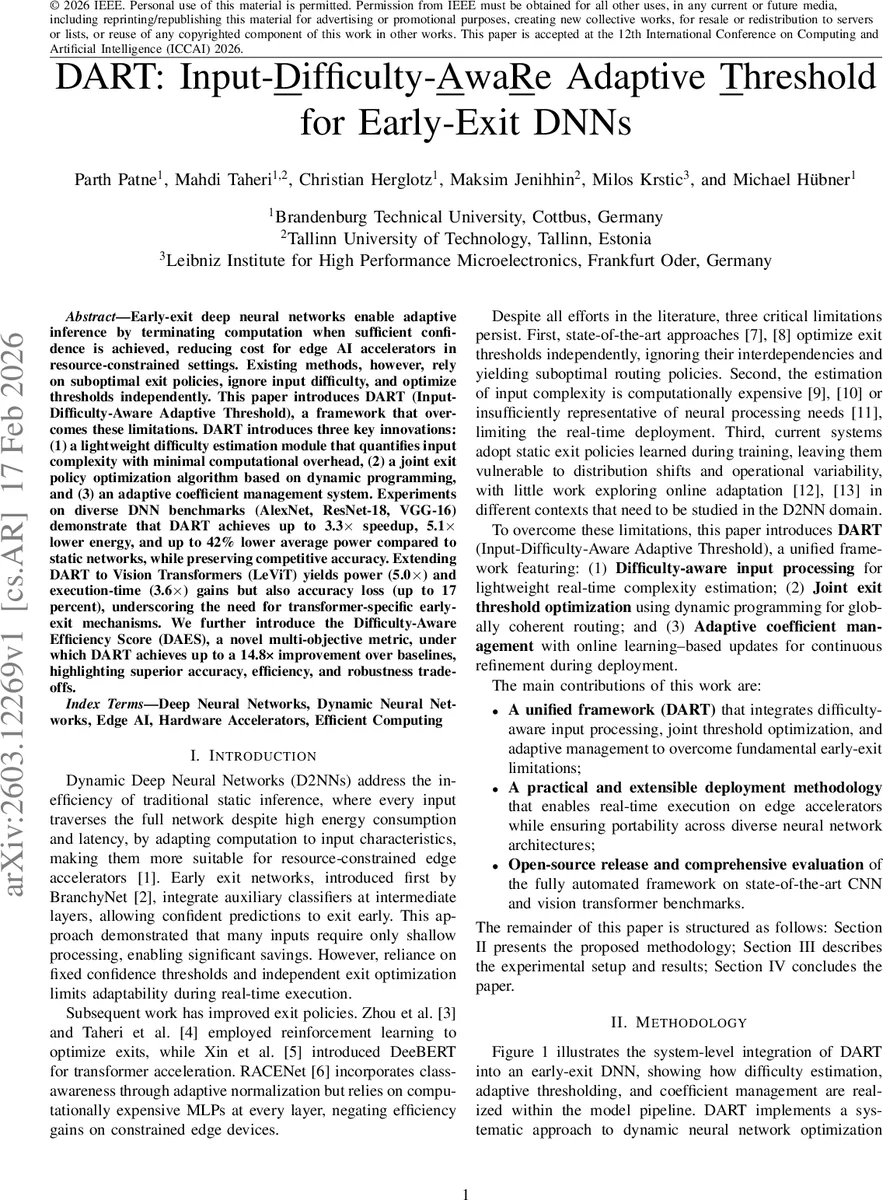 DART: Input-Difficulty-AwaRe Adaptive Threshold for Early-Exit DNNs