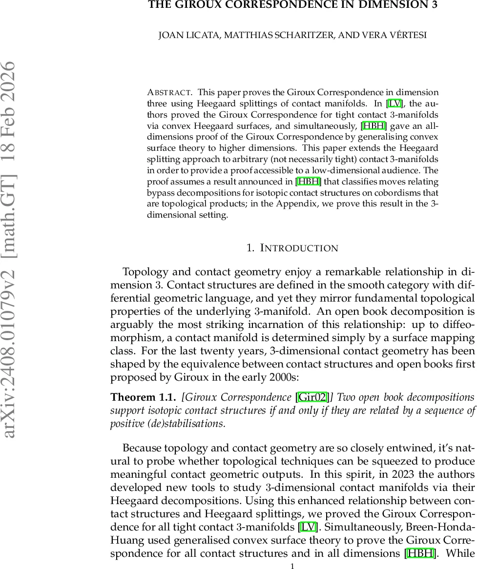 The Giroux Correspondence in dimension 3